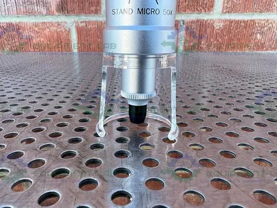 USED BETA PRECISION INDUSTRIES PEAK STAND MICROSCOPE 50X W/ ELECTRONIC RULER 60"