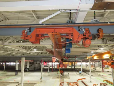 Cleveland Tramrail P&H 3 Ton Single Girder Underhung Bridge Crane 45' 10" Span