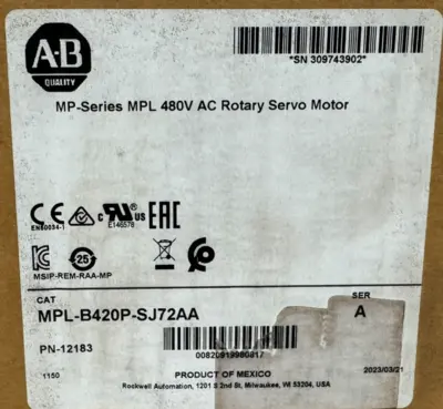 ALLEN BRADLEY MPL-B420P-SJ72AA SERVO MOTOR SER. A UNOPENED SURPLUS