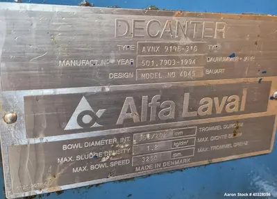 Used ALFA LAVAL AVNX 919B-31G Decanter Centrifuges Illinois US | Aaron Equipment #1253295