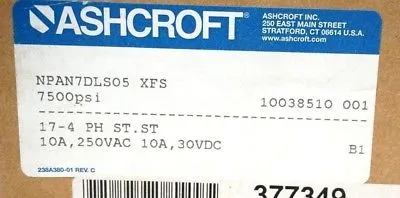 NEW ASHCROFT NPAN7DLS05 XFS PRESSURE SWITCH 7500 PSI