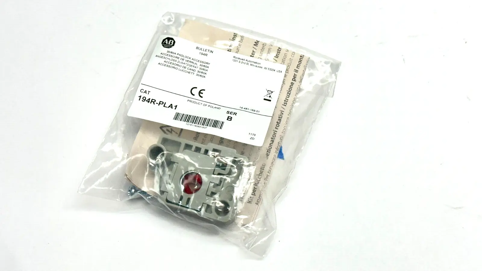 194R-PLA1 | Allen Bradley  Ser B 30/60A Padlock Accessory - New
