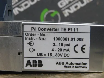 ABB 1000381.01.008 P/I Converter TE PI 11 3-15 PSI 4-20mA UB 15-30VDC New