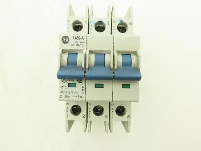 Allen Bradley 1489-A3D030 Circuit Breaker 20A 3 Pole 480Y/277 VAC Ser A Lot of 8