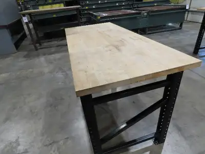 Industrial Butcher Block Top Workbench Table 68"W 30"D 40"H