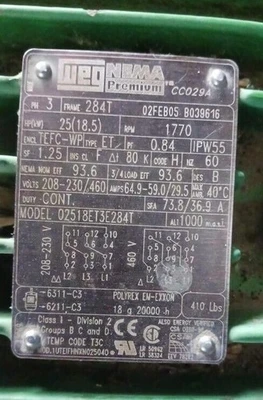 USED WEG NEMA WEG NEMA 02518ET3E284T