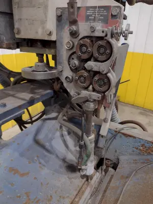 72" JETLINE SEAM WELDER WITH 3-WAY COPPER GROOVE BOTTOM CLAMP & MILLER COMPONENTS: STOCK #23642