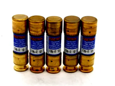 NEW LOT OF 5 FUSETRON FRN-R-10 FUSES 250 V FRNR10