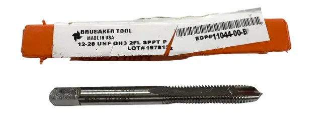 Brubaker 12-28 HSS Spiral Point Plug Tap GH3 2 Flute USA Made