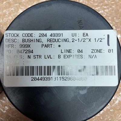NEW NO BOX- Pipe Reducing Bushing 2-1/2”x1/2” Unbranded Stainless Steel Warranty