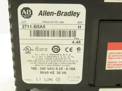 Allen Bradley 2711-B5A5 PanelView 550 HMI Control Panel Ser H FRN 4.48 100-240V