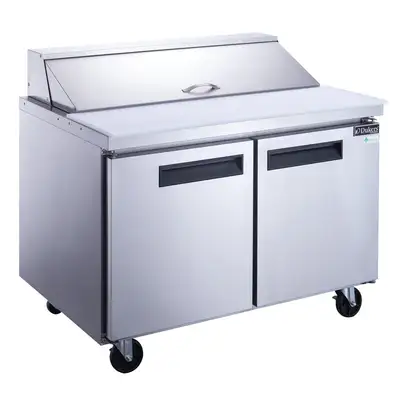 New | in-Stock Dukers New Dukers DSP48-12-S2 2-Door Commercial Food Prep Table Refrigerated in Stainless Steel Food Prep Tables Illinois US | Falcon Restaurant Supply #1376290