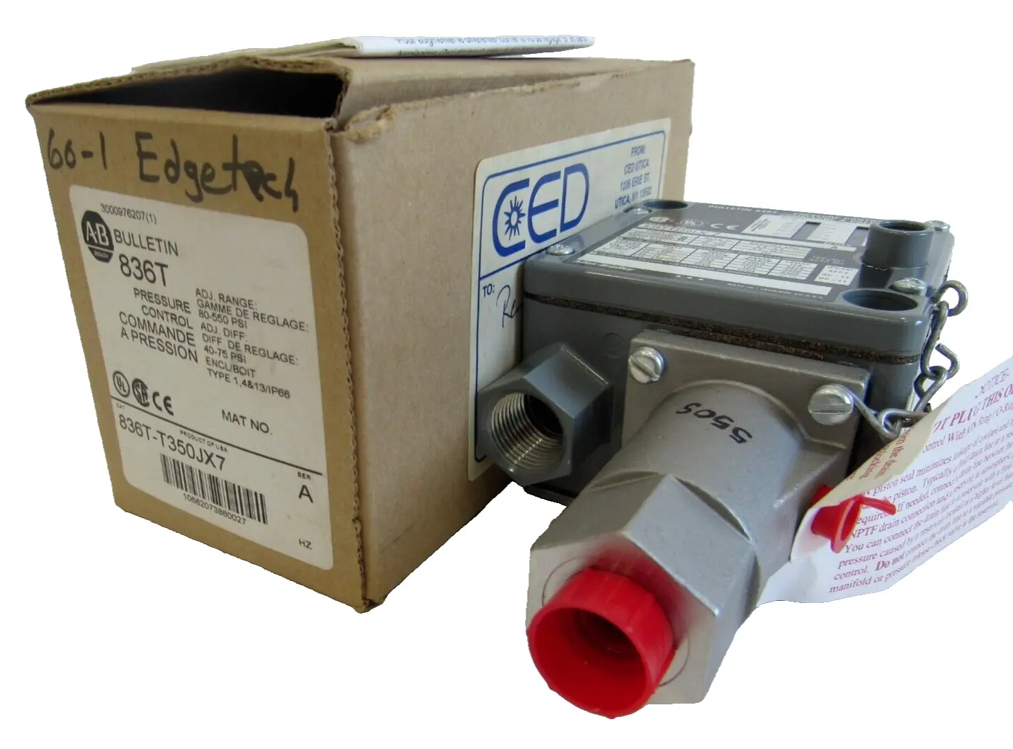 ALLEN BRADLEY 836T-T350JX7 PRESSURE CONTROLS 836TT350JX7 SER. A NEW, SURPLUS