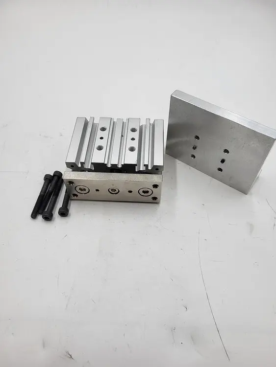 Used SMC SMC MGPM20TN-20Z GUIDED CYLINDER & SCREW DOWN ALUMINUM MOUNTING PLATE Pneumatic Cylinders | ND Industrial Surplus #1216902