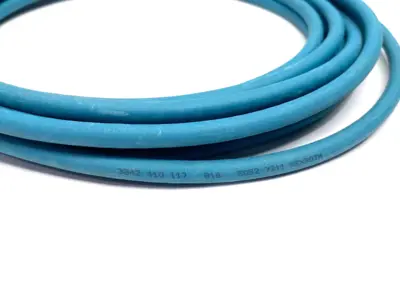 USED BOSCH REXROTH ETHERNET DATA TRANSFER CABLE M12 TO RJ45 5M LENGTH