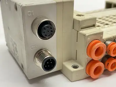 Used SMC Pneumatic Manifold Assembly 9-Station Solenoid Valves Michigan US | Maverick Industrial Sales #1398326