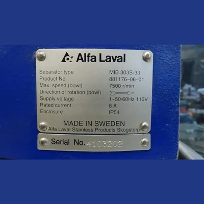 USED 1999 ALFA LAVAL MIB 303S-33