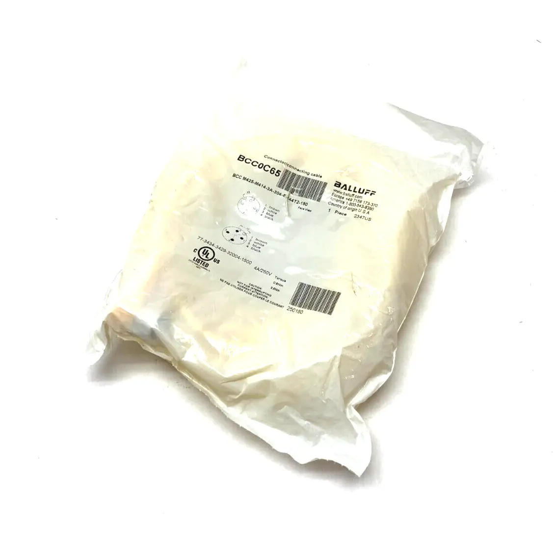 New | in-Stock Balluff Double-Ended Connection Cordset Misc Electrical & Power Parts Michigan US | Maverick Industrial Sales #1400096