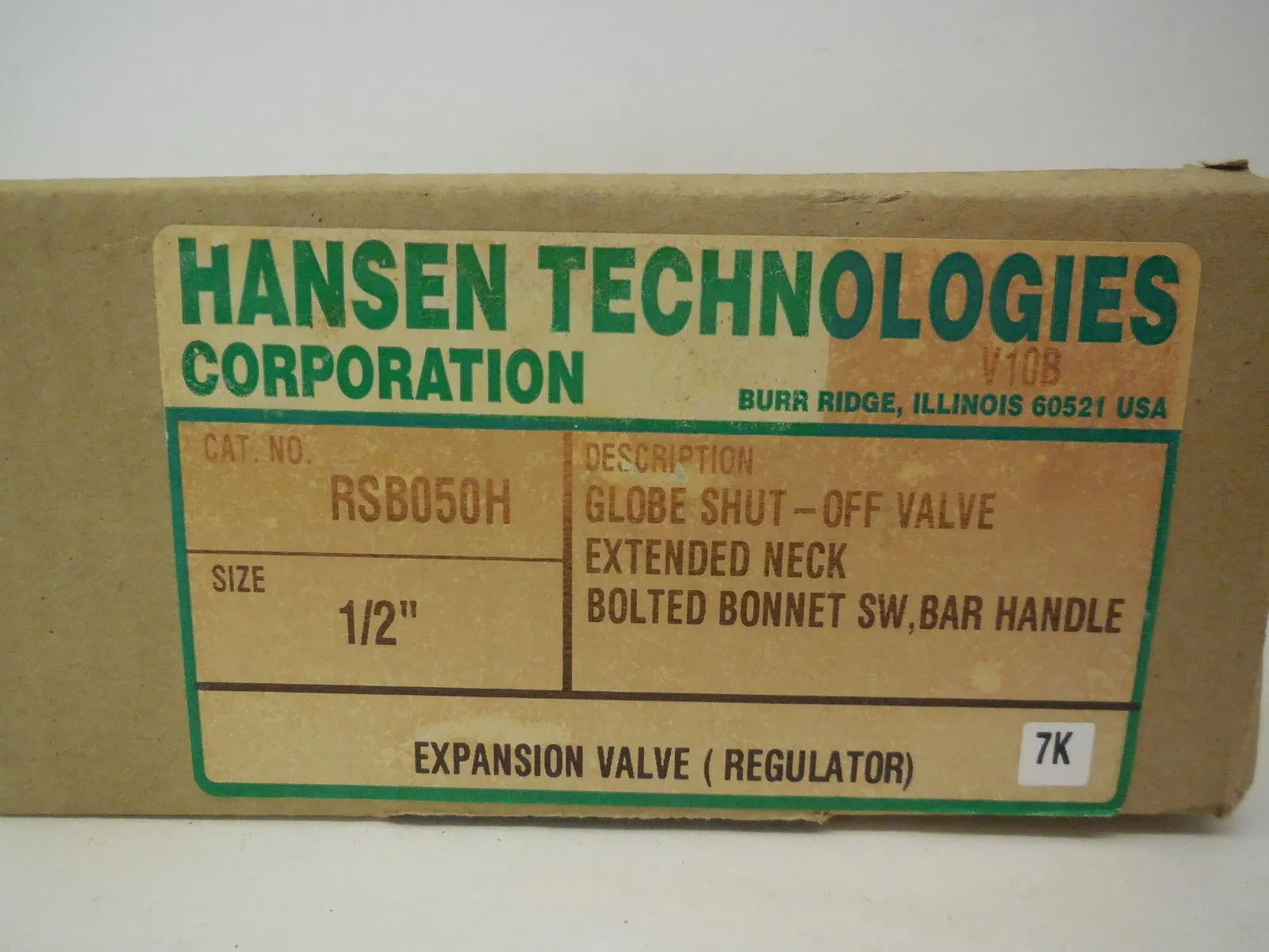 NEW HANSEN TECHNOLOGIES RSB050H EXPANSION VALVE RSB050H