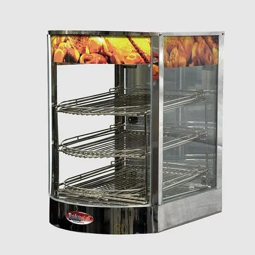 HEATED DISPLAY CASE - BOW FRONT -EURO LOOK