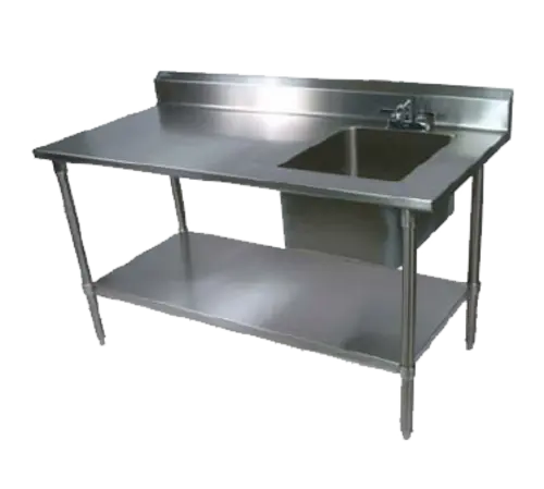 John Boos EPT6R5-3072SSK-R 72" Prep Table w/ Right-Side Sink & Deck Mount Faucet, Stainless Undershelf