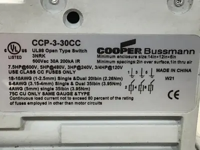 USED COOPER BUSSMANN CCP-3-30CC