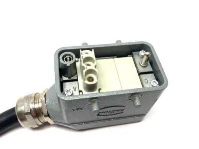 USED HARTING HAN 10B HOOD SE LC M25 CONNECTOR HOOD W/ FRAME & INSERTS