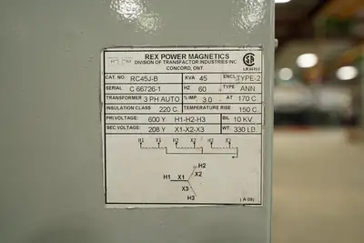 45 KVA - 600Y to 208Y 3 Phase Auto-Transformer