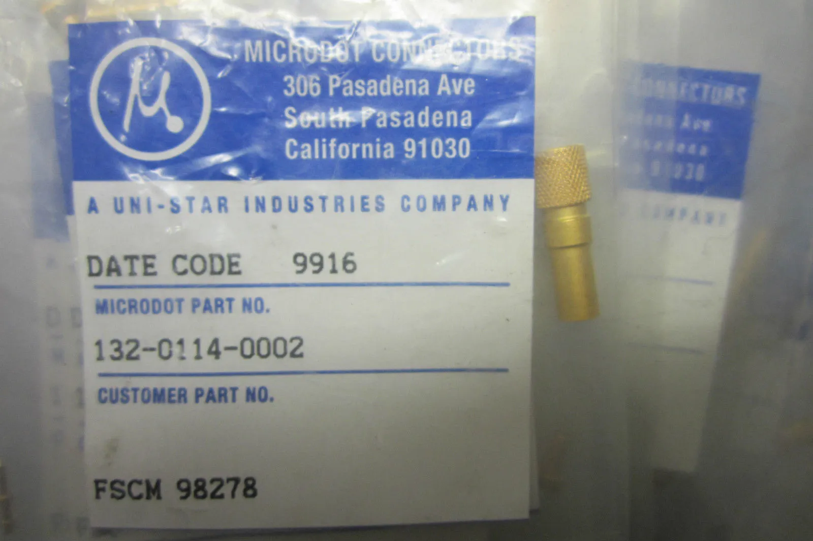 NEW TE CONNECTIVITY/MICRODOT CONNECTORS 132-0114-0002 CONNECTOR 13201140002