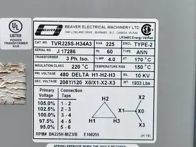 USED BEAVER TVR225S-H34A3