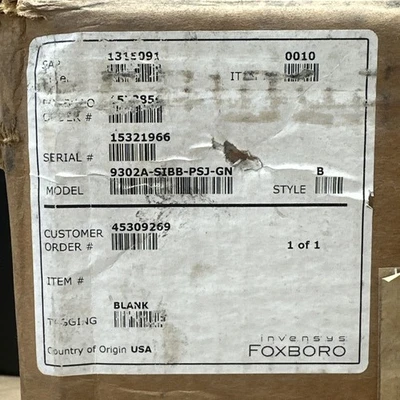 NEW Foxboro 9302A-SIBB-PSJ-GN