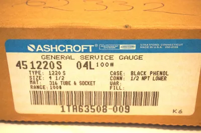 NEW ASHCROFT 45-1220S-04L-100 GAUGE 451220S04L100