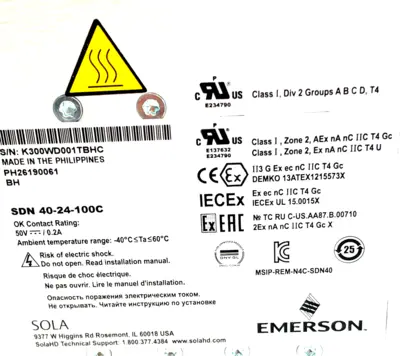 NEW SOLA SDN-40-24-100C POWER SUPPLY SDN 4024100C