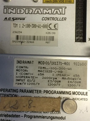 USED INDRAMAT TDM 1.2-100-300-W1-000 (1)-A.C.SERVO CONTROLLER