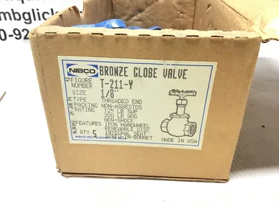 Nibco T-211-Y 1/8 in Bronze Globe Valve PTFE Disc, Threaded Ends 039923624642
