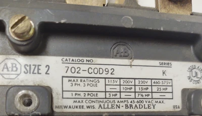 USED Allen-Bradley 702-COD92