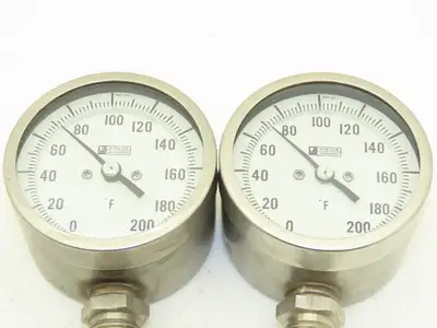 Weksler Instruments BM2-23 Thermometer 0-200°F 3" Dial Guage 1/2" NPT Lot of 2