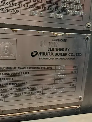 Used MIURA LX-150SG Boilers South Carolina US | ESS Industrial Equipment Sales #1517204