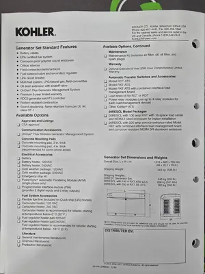 USED KOHLER 20RESC