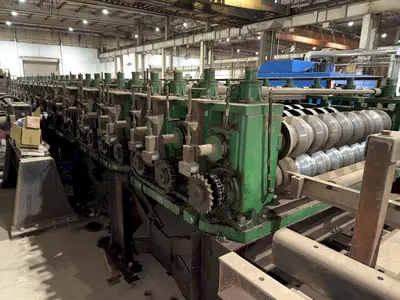 36" HI-RIB (7.2 TYPE) PANEL RAFTED ROLLFORMER LINE;  INCLUDES UNCOILER, ROLLFORMER & FLYING CUTOFF SHEAR: YOBRO #24156