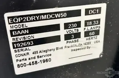 USED 2016 CONAIR EQP2DRY/MDCW50