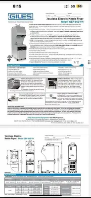 Giles Ventless Electric Deep Fryer  - near new