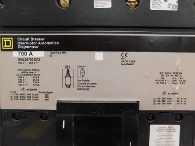 Used Square D MHL367001212 Circuit Breakers Ohio US | Equipment Recovery Corp. #1331068