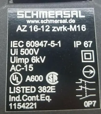 USED SCHMERSAL AZ 16-12ZVRK-M16