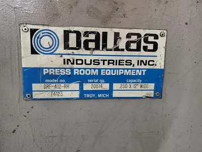Used DALLAS DRF-412-RH / 74123 Servo Feeders Pennsylvania US | Hildebrand Machinery Co. #1485933