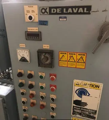 Alfa-Laval BTPX 205 SGD-34 CDP-60 clarifier centrifuge skid, 316L SS.