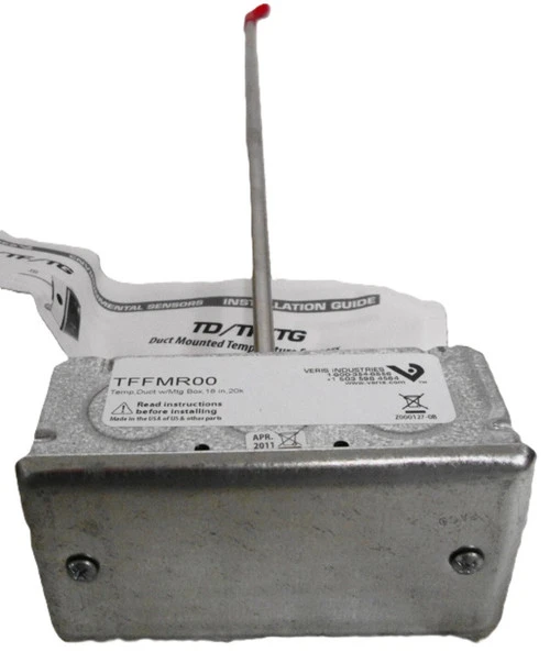 Veris TFFMR00 Duct Temperature Sensor, 18 in 20k Probe, With Mounting Box [New]