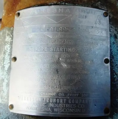 Pump, Positive, Waukesha, Model 025, Stainless Steel, 1.5", 1 HP #S742587