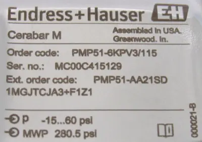 NEW ENDRESS HAUSER PMP51-6KPV3/115 PRESSURE TRANSMITTER PMP51-AA21SD