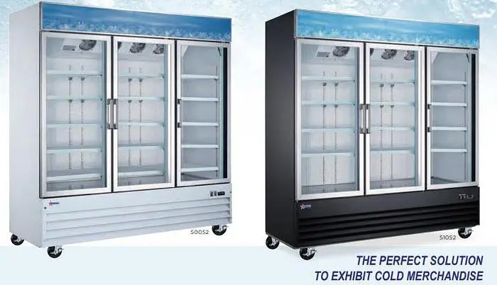 78-inch 3 Door Swing Glass Door Refrigerator with 53 cu.ft. Capacity – Black or White